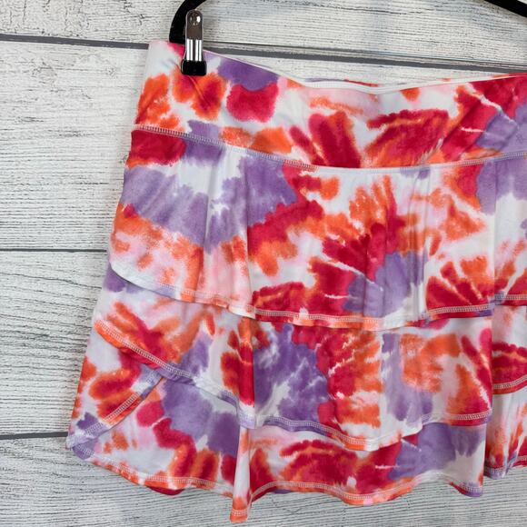 Ideology Plus Size Pink Purple Orange Tie Dye Ruffle Active Skort Size 1X - Picture 2 of 8